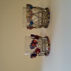 3/$25 CLAIRE'S Candle VOTIVE tea light HOLDERS butterfly flowers and cat wit…